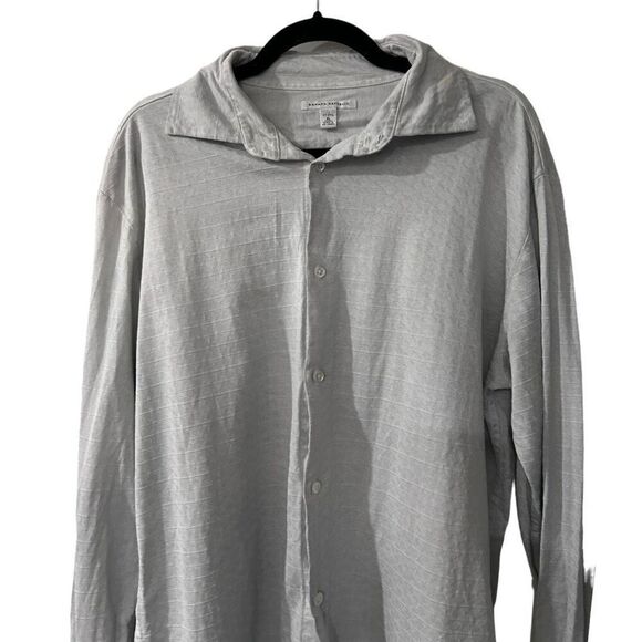 Banana Republic Argyle Knit Collared Long Sleeve Button-Down Shirt Gray Size XL - Picture 2 of 11